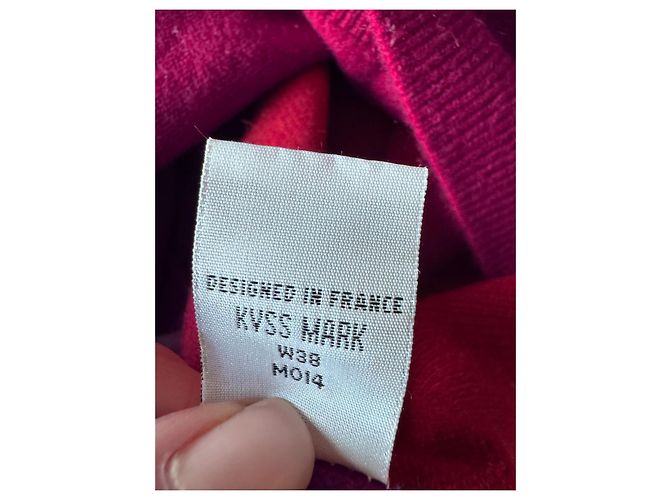 Eric Bompard Suéter de cachemira, dos hilos, cuello en V talla 38 Burdeos - vista 8