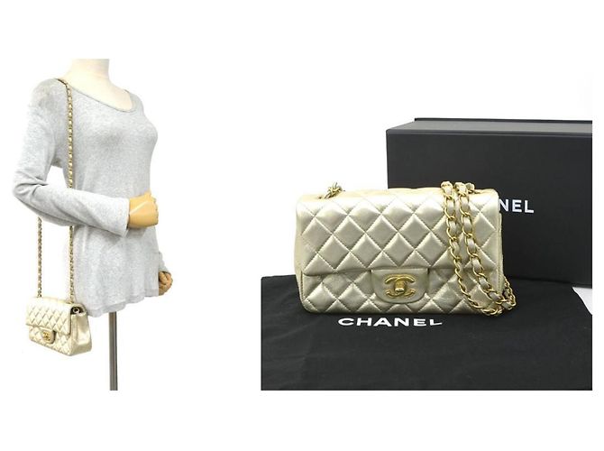 Borsa a Spalla in Pelle Dorata Chanel D'oro - vista 5
