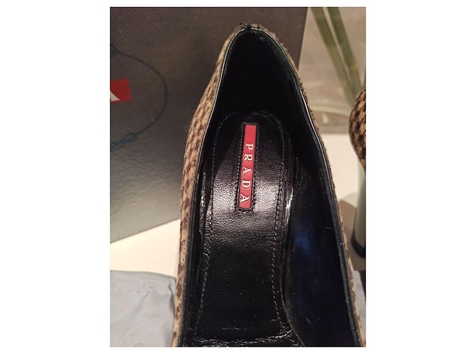 Tacchi Prada in finta pelliccia nero marrone 35 Marrone chiaro Marrone scuro - vista 12