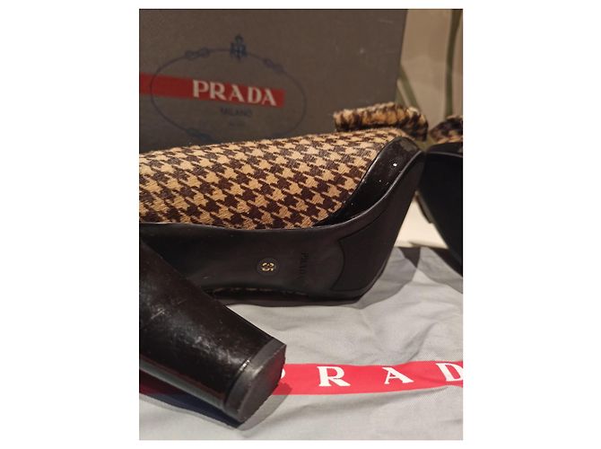 Tacchi Prada in finta pelliccia nero marrone 35 Marrone chiaro Marrone scuro - vista 6