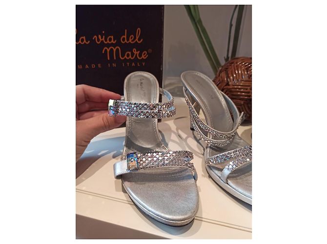 Autre Marque Via de la Mare Sandalen Leder Weiß Grau 39 - Ansicht 10