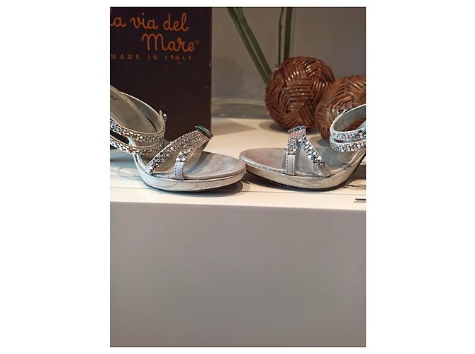Autre Marque Via de la Mare Sandalen Leder Weiß Grau 39 - Ansicht 3