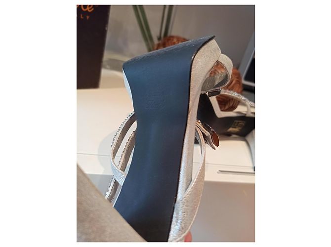 Autre Marque Via de la Mare Sandalen Leder Weiß Grau 39 - Ansicht 4