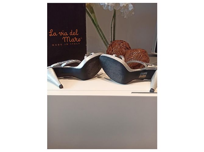 Autre Marque Via de la Mare Sandalen Leder Weiß Grau 39 - Ansicht 5