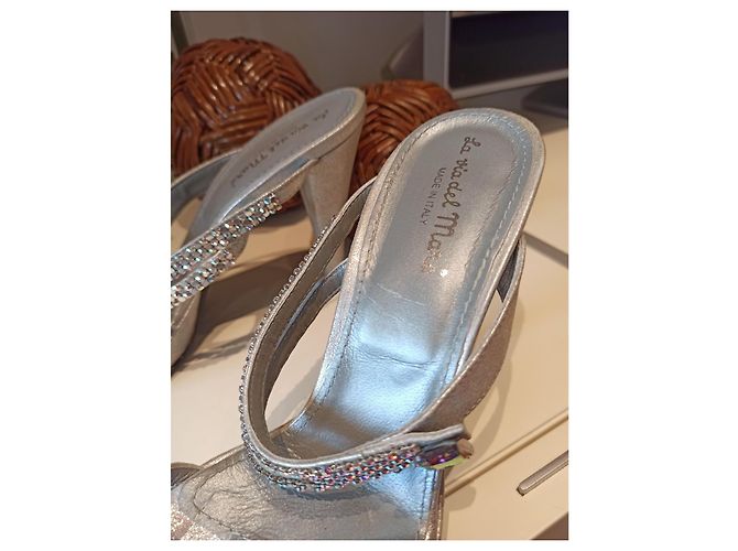 Autre Marque Via de la Mare Sandalen Leder Weiß Grau 39 - Ansicht 7