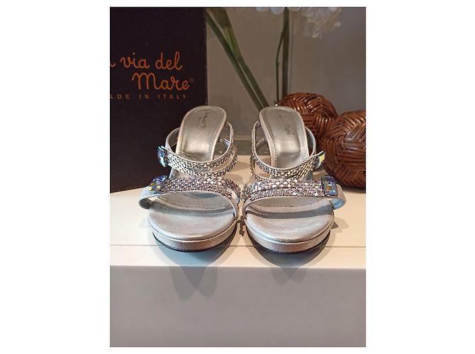 Autre Marque Via de la Mare Sandalen Leder Weiß Grau 39 - Ansicht 9