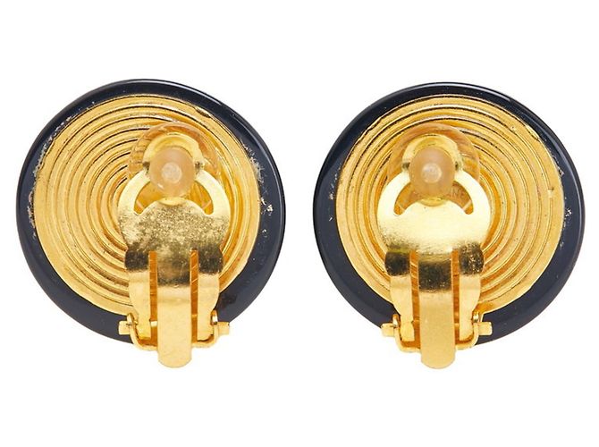 Chanel Coco Mark Clip Ohrringe Schwarz Golden - Ansicht 2