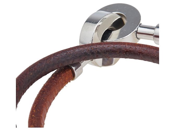 Pulseira Hermès de Couro Marrom e Metal Prateado Prata - vista 4