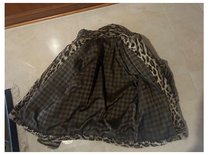 Autre Marque Jaqueta Biker de Pele Marrom Bege - vista 14