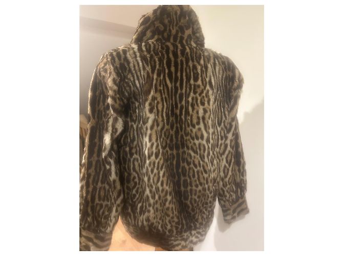 Autre Marque Jaqueta Biker de Pele Marrom Bege - vista 4
