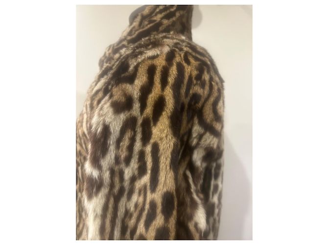 Autre Marque Jaqueta Biker de Pele Marrom Bege - vista 5