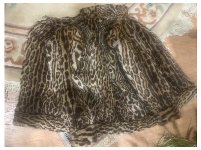 Autre Marque Jaqueta Biker de Pele Marrom Bege - vista 7