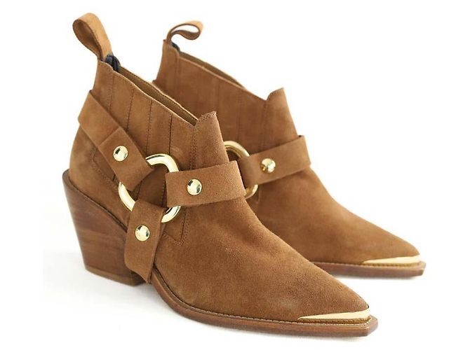 Zadig & Voltaire Botas western de ante camel Camello - vista 3