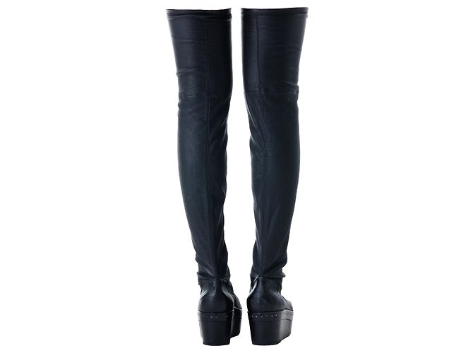Botas de cuña de cuero hasta el muslo Rick Owens Negro - vista 6