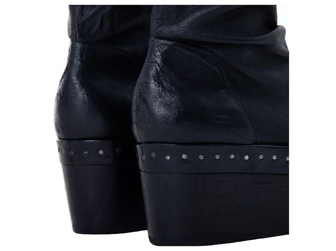 Botas de cuña de cuero hasta el muslo Rick Owens Negro - vista 8