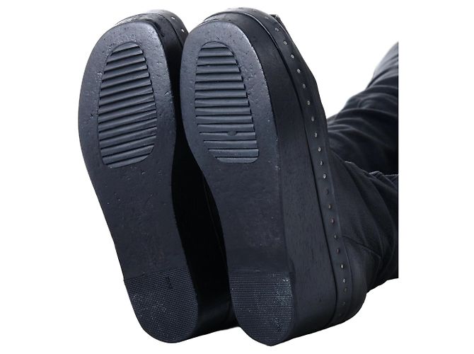 Botas de cuña de cuero hasta el muslo Rick Owens Negro - vista 9
