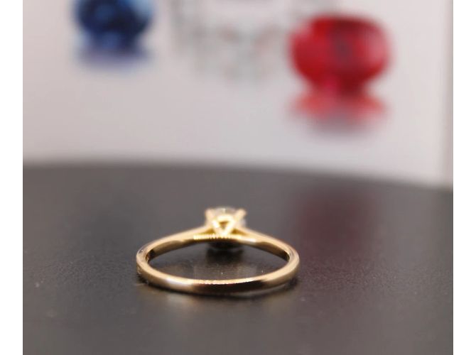 Autre Marque Französischer Solitärring GIA 0,59 ct. mit natürlichem rundem Brillanten Weiß - Ansicht 16
