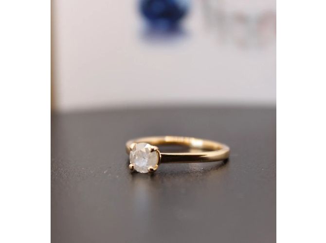 Autre Marque Französischer Solitärring GIA 0,59 ct. mit natürlichem rundem Brillanten Weiß - Ansicht 2