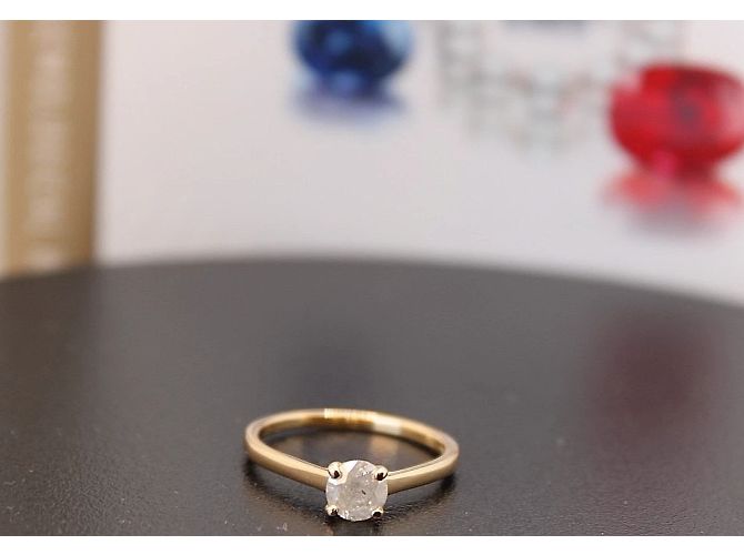 Autre Marque Französischer Solitärring GIA 0,59 ct. mit natürlichem rundem Brillanten Weiß - Ansicht 3