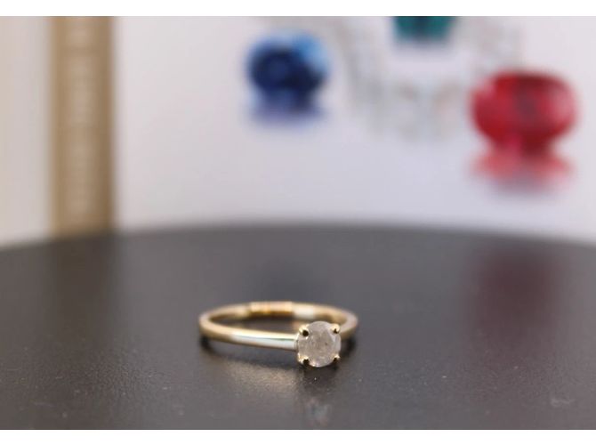 Autre Marque Französischer Solitärring GIA 0,59 ct. mit natürlichem rundem Brillanten Weiß - Ansicht 4