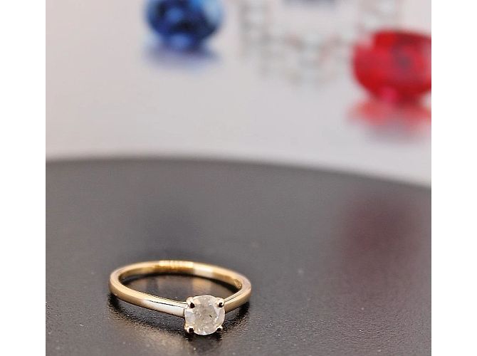 Autre Marque Französischer Solitärring GIA 0,59 ct. mit natürlichem rundem Brillanten Weiß - Ansicht 5