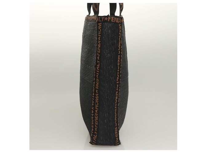 Fendi Zucca Tragetasche aus Stroh Schwarz - Ansicht 4