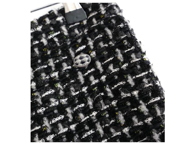 Falda lápiz de tweed fantasía chunky Chanel Otoño 2017 Negro - vista 3