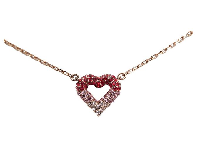Collana Cuore Strass Louis Vuitton Rosa Rosso D'oro - vista 2