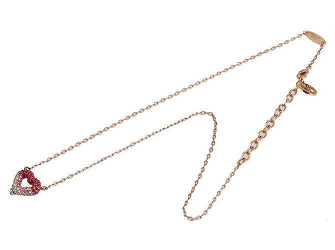 Collana Cuore Strass Louis Vuitton Rosa Rosso D'oro - vista 4