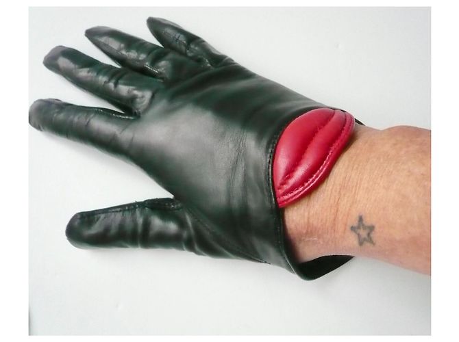 MAISON FABRE Glamouröse schwarze Lederhandschuhe 7,5 NEU - Ansicht 2