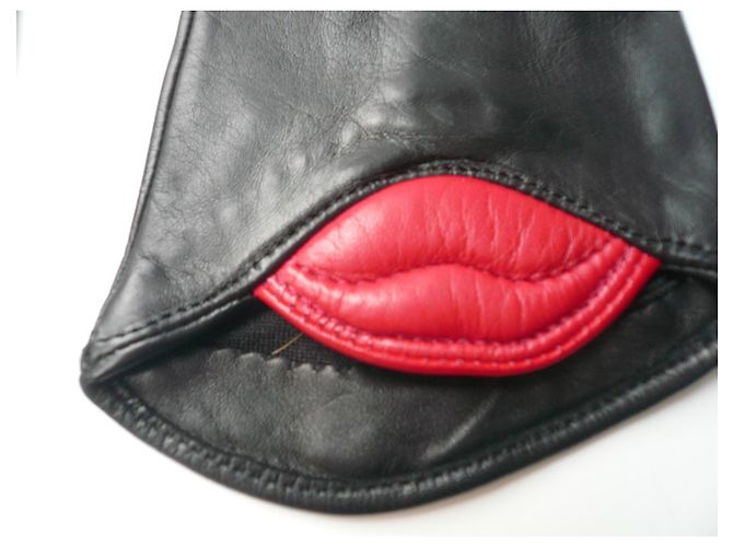 MAISON FABRE Glamouröse schwarze Lederhandschuhe 7,5 NEU - Ansicht 3
