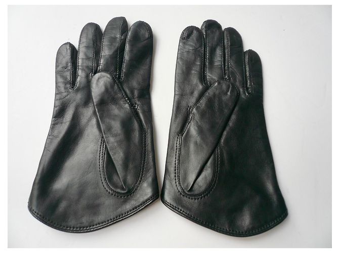 MAISON FABRE Glamouröse schwarze Lederhandschuhe 7,5 NEU - Ansicht 4
