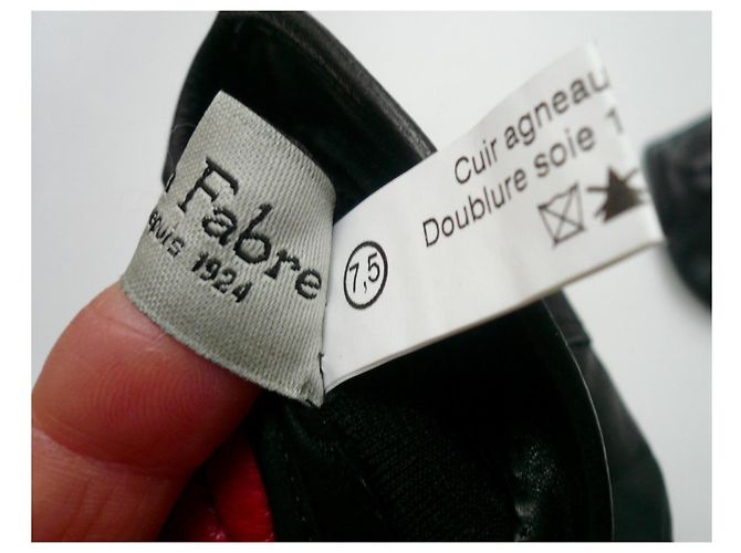 MAISON FABRE Glamouröse schwarze Lederhandschuhe 7,5 NEU - Ansicht 5