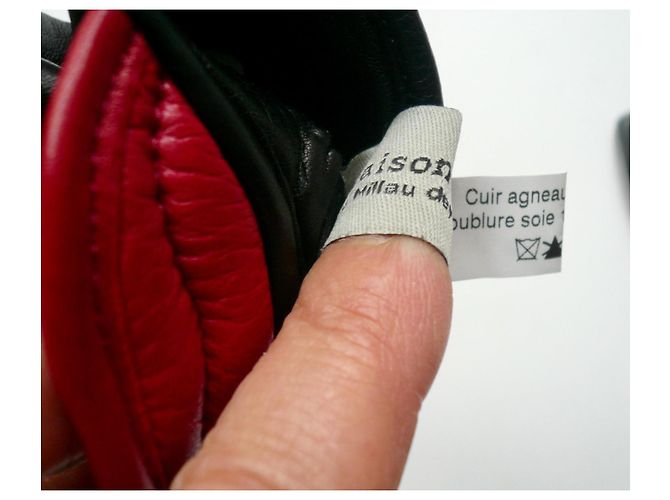 MAISON FABRE Glamouröse schwarze Lederhandschuhe 7,5 NEU - Ansicht 6