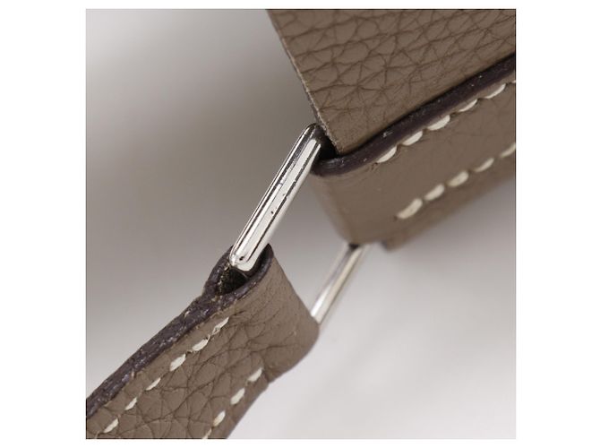 Borsa Picotin MM in pelle Taurillon Clemence di Hermès Marrone Taupe - vista 16