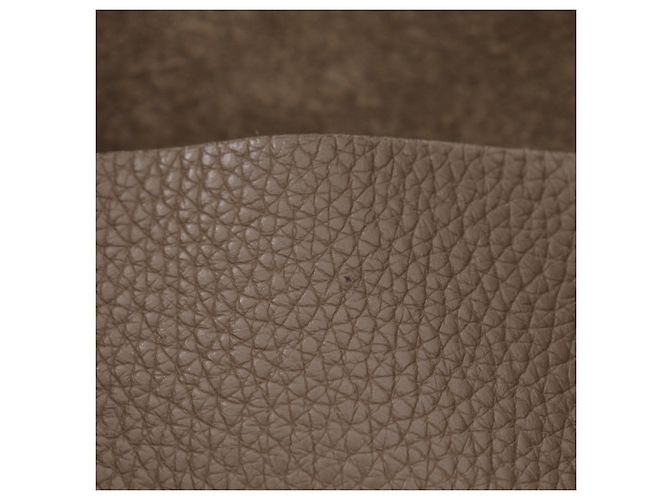 Borsa Picotin MM in pelle Taurillon Clemence di Hermès Marrone Taupe - vista 8