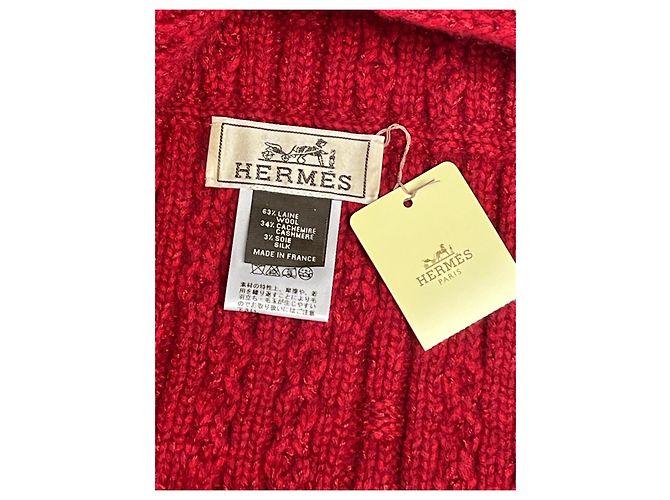 Nuovo Sciarpa Snood Hermès Linea Infinita Rosso - vista 2