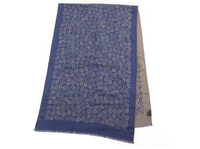 Stola in cashmere e seta da uomo Hermès Blu Marrone chiaro - vista 3