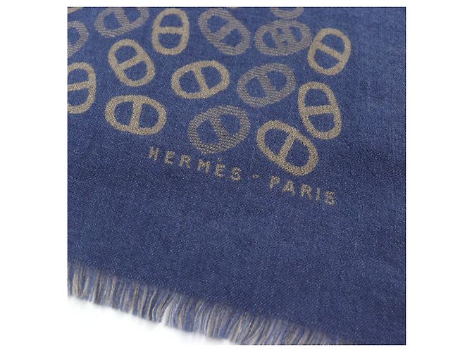 Stola in cashmere e seta da uomo Hermès Blu Marrone chiaro - vista 6