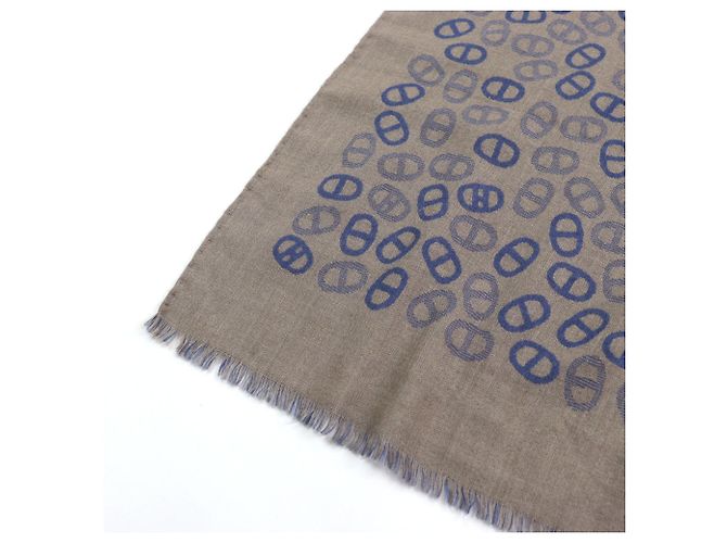 Stola in cashmere e seta da uomo Hermès Blu Marrone chiaro - vista 8