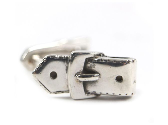 Gemelli da polso con motivo cintura vintage Hermès Argento - vista 2