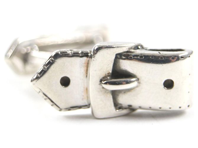Gemelli da polso con motivo cintura vintage Hermès Argento - vista 3