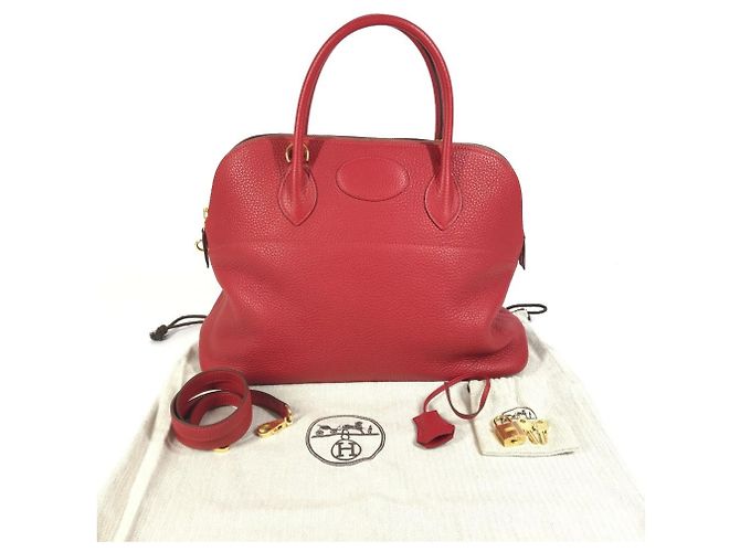 Borsa Tote Hermès Bolide 35 in Rosso Rouge - vista 11