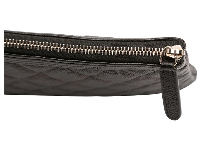 Clutch Chanel Boy O in Caviar Nero Trapuntato Medio - vista 7