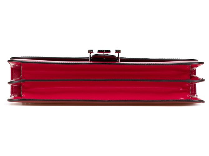 Gucci Rosso Medio Borsa a Spalla in Vernice Dollar Interlocking G - vista 3