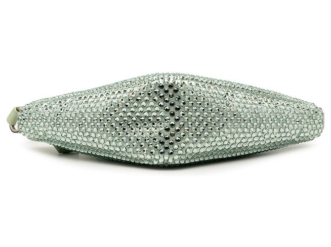 Pochete Triangular de Cetim Verde Embelada com Cristais Prada - vista 3