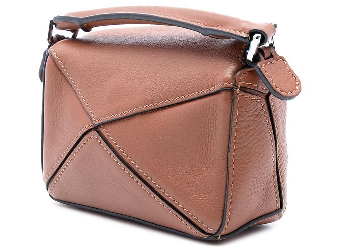 Borsa Puzzle Nano in pelle di vitello marrone LOEWE - vista 2