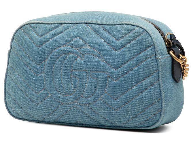Gucci Blu Piccolo GG Marmont Matelassé Denim Perla Crossbody - vista 2