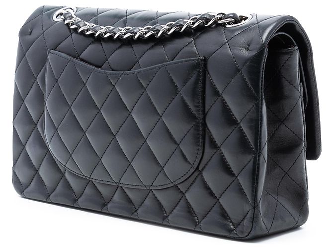 Chanel Nero Medio Classico in Pelle di Agnello Doppio - vista 2