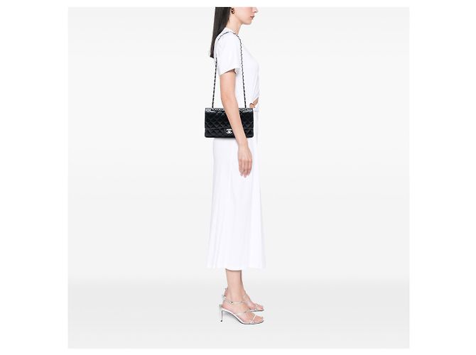 Chanel Nero Medio Classico in Pelle di Agnello Doppio - vista 7